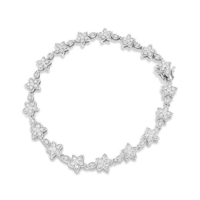 1 1/5 Ct. T.W. Round Diamond Floral Star-Shaped Link Bracelet -Size in 14K Gold, photo 14
