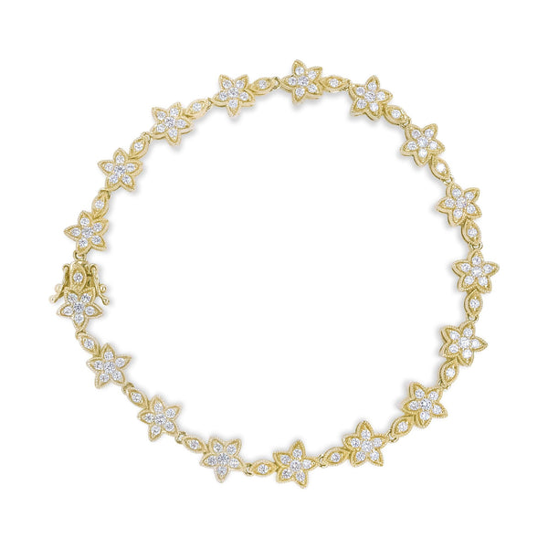 1 1/5 Ct. T.W. Round Diamond Floral Star-Shaped Link Bracelet -Size in 14K Gold, photo 1