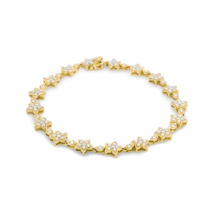 1 1/5 Ct. T.W. Round Diamond Floral Star-Shaped Link Bracelet -Size in 14K Gold, photo 9