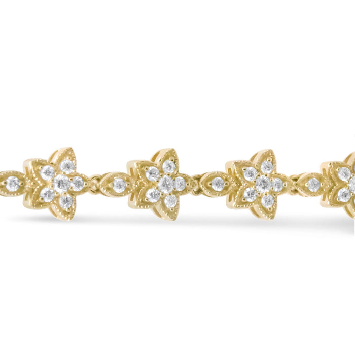 1 1/5 Ct. T.W. Round Diamond Floral Star-Shaped Link Bracelet -Size in 14K Gold, photo 11