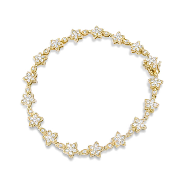 1 1/5 Ct. T.W. Round Diamond Floral Star-Shaped Link Bracelet -Size in 14K Gold, photo 13