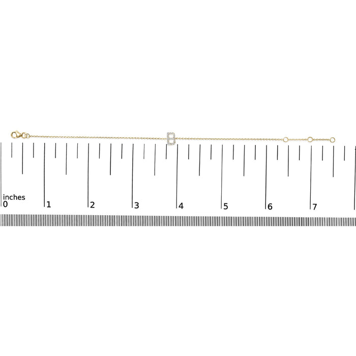 Pulsera de eslabones con dije de inicial A-Z y detalle de diamante en oro amarillo de 10K