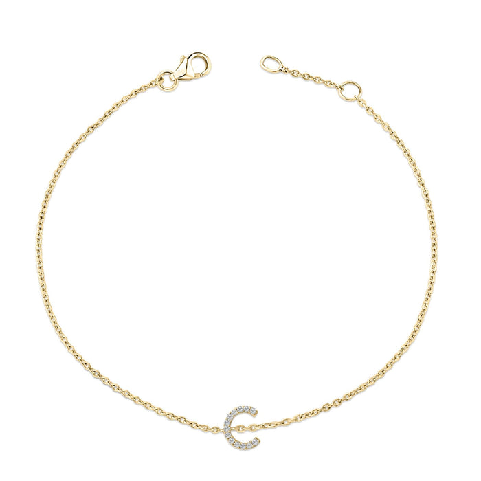 Pulsera de eslabones con dije de inicial A-Z y detalle de diamante en oro amarillo de 10K, foto 50