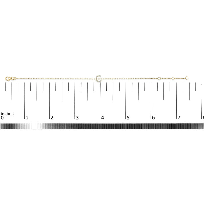 Pulsera de eslabones con dije de inicial A-Z y detalle de diamante en oro amarillo de 10K