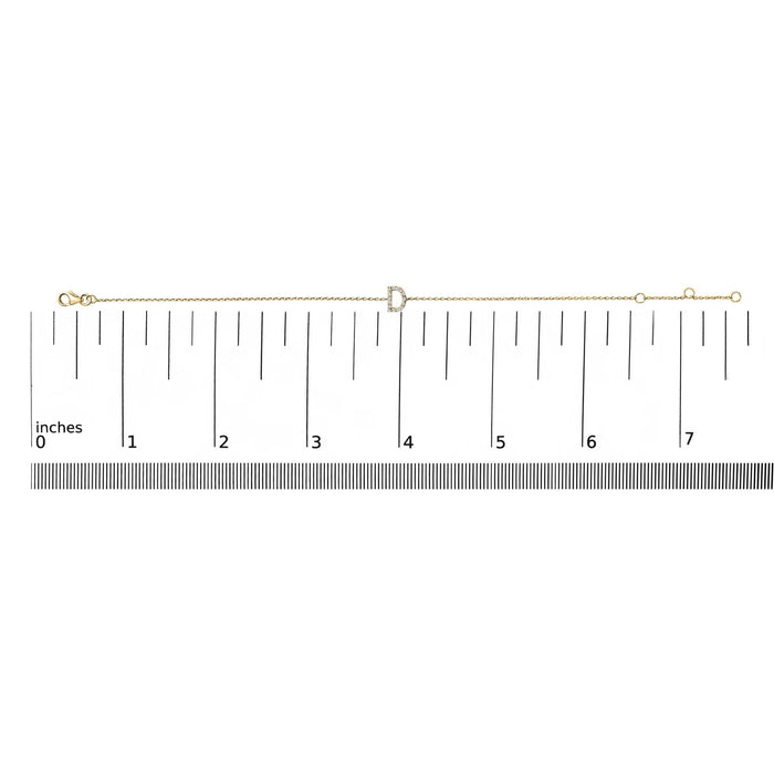 Pulsera de eslabones con dije de inicial A-Z y detalle de diamante en oro amarillo de 10K