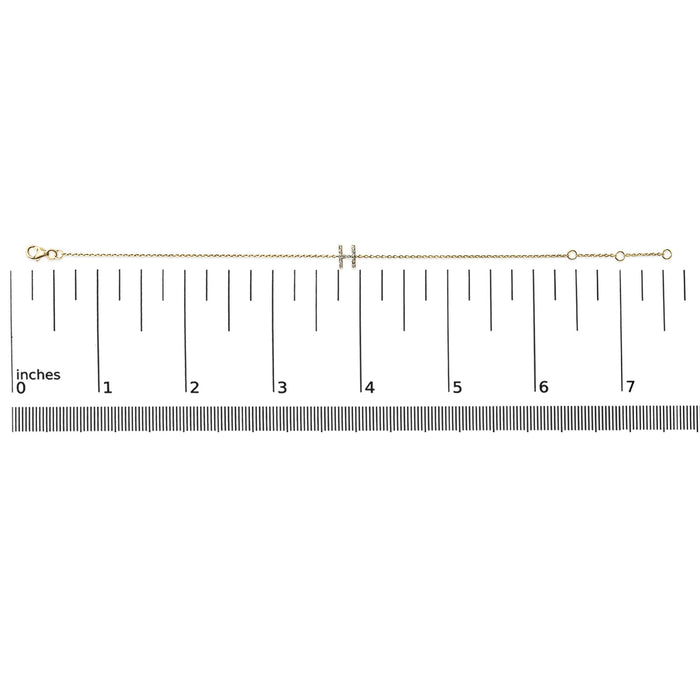 Pulsera de eslabones con dije de inicial A-Z y detalle de diamante en oro amarillo de 10K