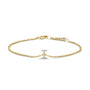 Pulsera de eslabones con dije de inicial A-Z y detalle de diamante en oro amarillo de 10K, foto 18