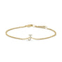 Pulsera de eslabones con dije de inicial A-Z y detalle de diamante en oro amarillo de 10K, foto 17