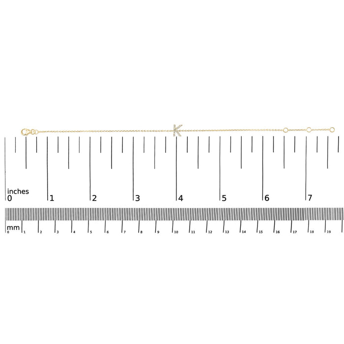Pulsera de eslabones con dije de inicial A-Z y detalle de diamante en oro amarillo de 10K