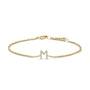 Pulsera de eslabones con dije de inicial A-Z y detalle de diamante en oro amarillo de 10K, foto 14