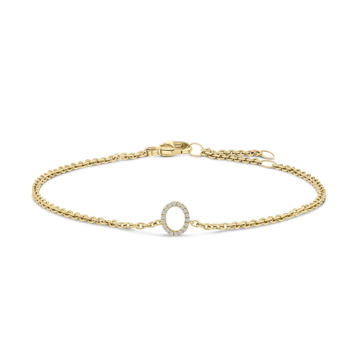 Pulsera de eslabones con dije de inicial A-Z y detalle de diamante en oro amarillo de 10K, foto 12