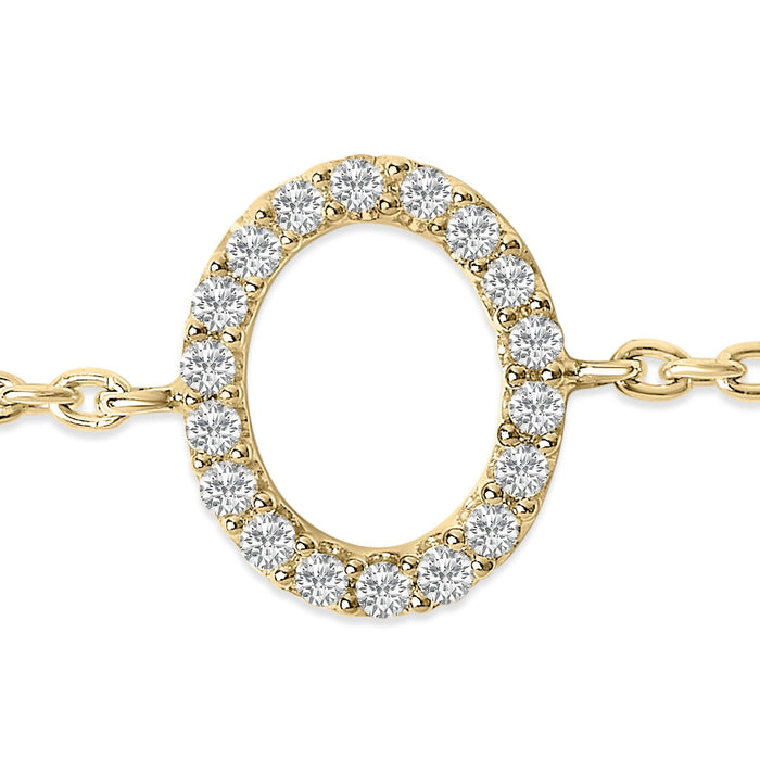 Pulsera de eslabones con dije de inicial A-Z y detalle de diamante en oro amarillo de 10K