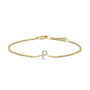 Pulsera de eslabones con dije de inicial A-Z y detalle de diamante en oro amarillo de 10K, foto 11