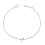 Pulsera de eslabones con dije de inicial A-Z y detalle de diamante en oro amarillo de 10K, foto 37