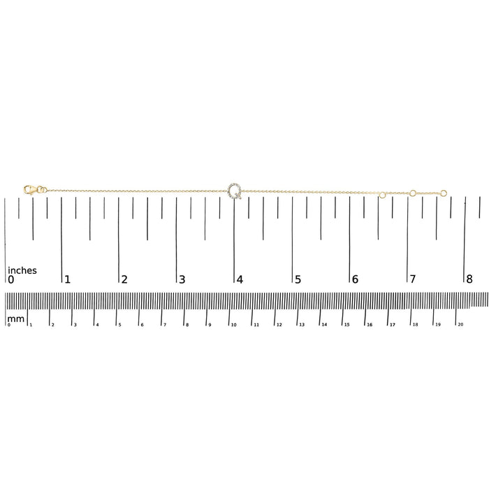 Pulsera de eslabones con dije de inicial A-Z y detalle de diamante en oro amarillo de 10K