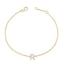 Pulsera de eslabones con dije de inicial A-Z y detalle de diamante en oro amarillo de 10K, foto 35