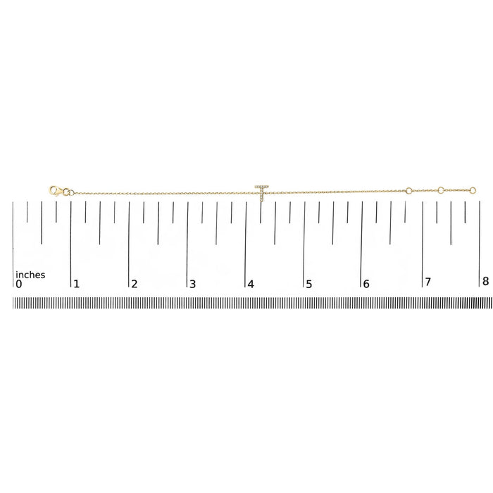 Pulsera de eslabones con dije de inicial A-Z y detalle de diamante en oro amarillo de 10K