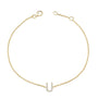 Pulsera de eslabones con dije de inicial A-Z y detalle de diamante en oro amarillo de 10K, foto 32