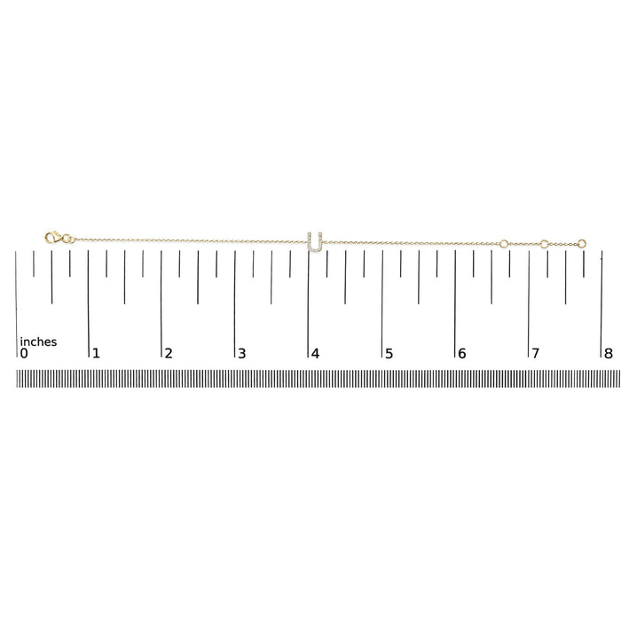 Pulsera de eslabones con dije de inicial A-Z y detalle de diamante en oro amarillo de 10K