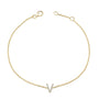 Pulsera de eslabones con dije de inicial A-Z y detalle de diamante en oro amarillo de 10K, foto 31