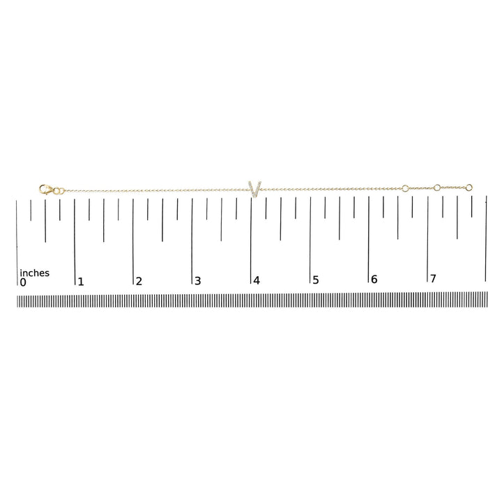 Pulsera de eslabones con dije de inicial A-Z y detalle de diamante en oro amarillo de 10K