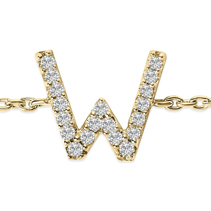 Pulsera de eslabones con dije de inicial A-Z y detalle de diamante en oro amarillo de 10K