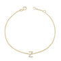 Pulsera de eslabones con dije de inicial A-Z y detalle de diamante en oro amarillo de 10K, foto 27