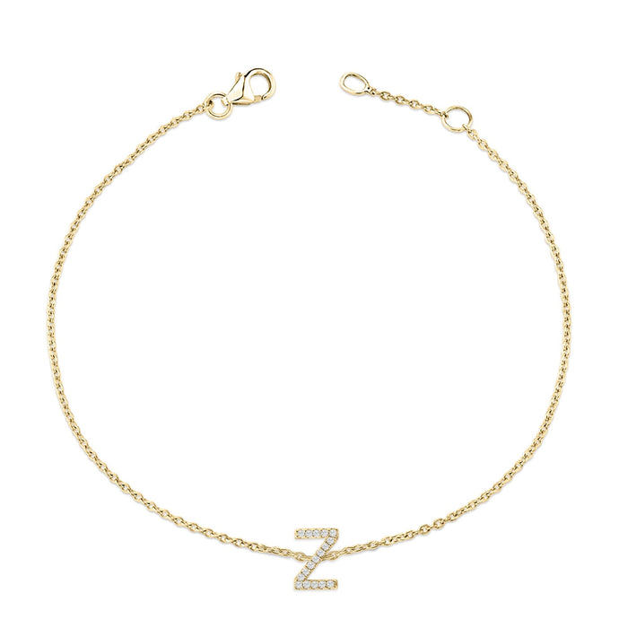 Pulsera de eslabones con dije de inicial A-Z y detalle de diamante en oro amarillo de 10K, foto 27
