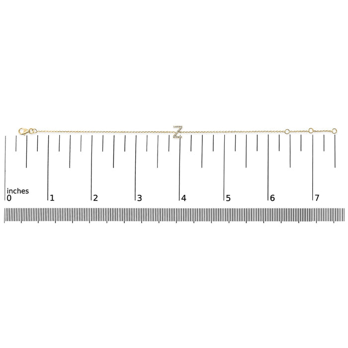 Pulsera de eslabones con dije de inicial A-Z y detalle de diamante en oro amarillo de 10K