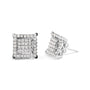 Aretes de botón de racimo con doble cuadrado, halo y diamantes talla princesa de 1 1/4 ct. p.t. en oro blanco de 10K, foto 2
