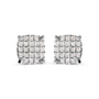 Aretes de botón de racimo en forma de cojín con diamantes talla princesa de 3/4 ct. p.t. en oro blanco de 10K, foto 1