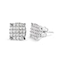 Aretes de botón de racimo en forma de cojín con diamantes talla princesa de 3/4 ct. p.t. en oro blanco de 10K, foto 2