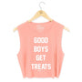 Good Boys Get Treats Crop Tank in peach