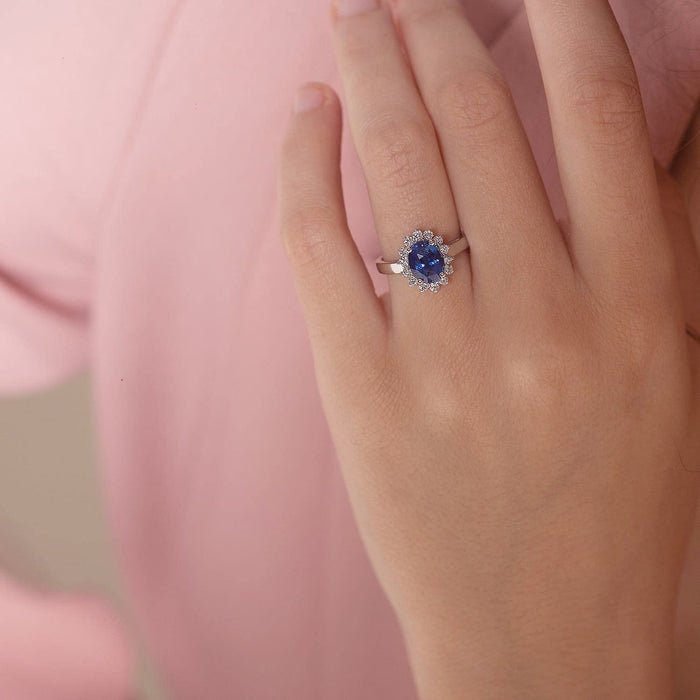3.00 CTW Lab-Created Sapphire Halo Ring in 14K Gold, photo 11