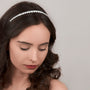 Diadema clásica con zirconias cúbicas redondas en latón bañado en rodio, foto 2
