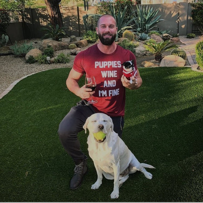 Puppies Wine & I'm Fine Unisex Crewneck Tee