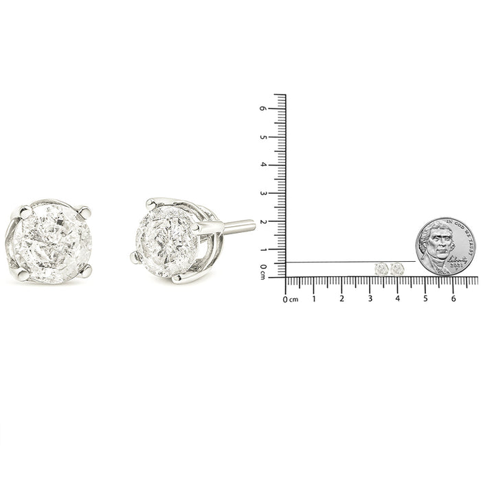 Aretes de botón clásicos de 4 garras con diamantes cultivados en laboratorio de 3/4 ct. p.t. en oro blanco de 14K, foto 6