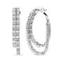 Aretes de doble aro asimétricos por dentro y por fuera con diamantes de 4 ct. p.t. en oro blanco de 14K, foto 2