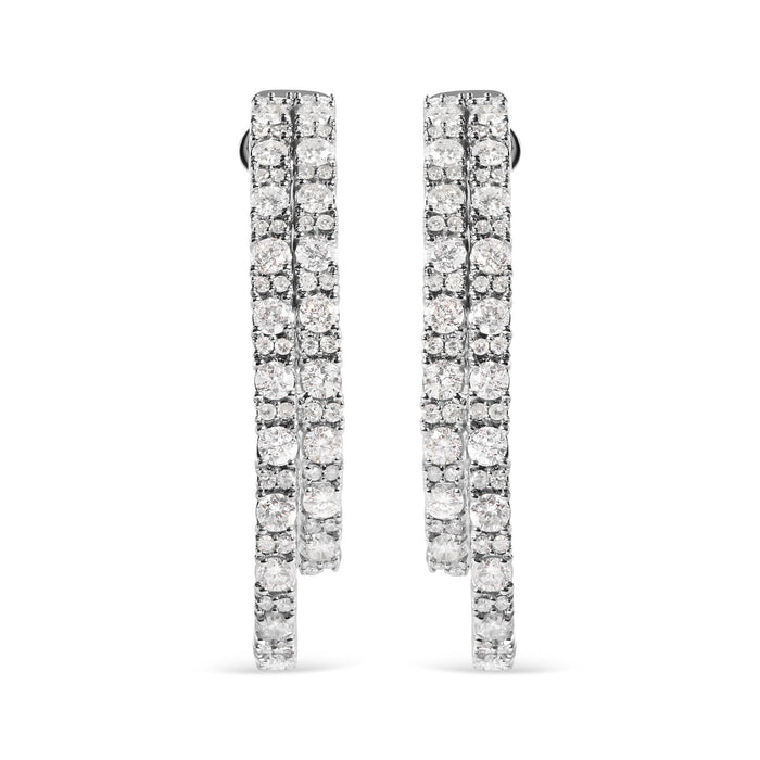 Aretes de doble aro asimétricos por dentro y por fuera con diamantes de 4 ct. p.t. en oro blanco de 14K, foto 4