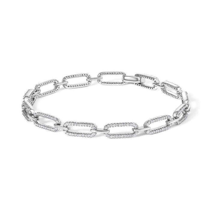 1 Ct. T.W. Diamond Paperclip Link Bracelet in 14K White Gold, photo 1