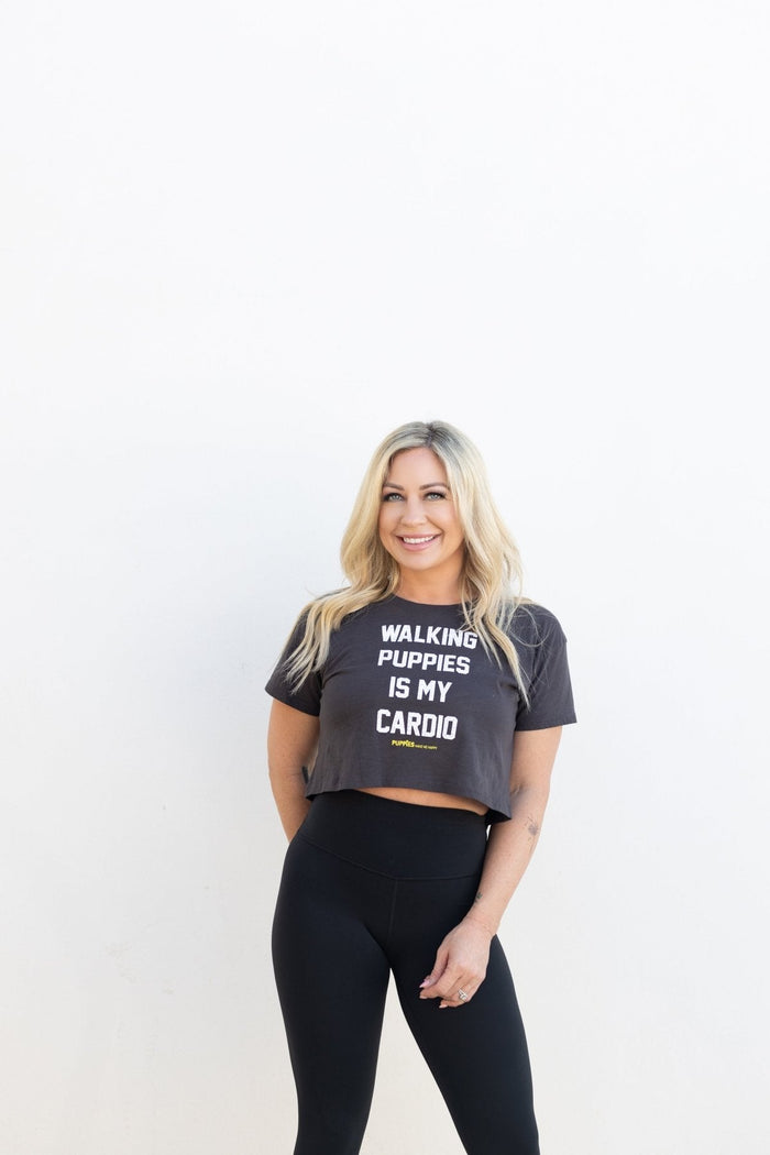 Walking Puppies is My Cardio Crop Tee