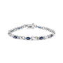 1/10 Ct. T.W. 5x4mm Oval Sapphire Gemstone and Diamond Prong-Set X Link Bracelet in 10K White Gold, photo 1