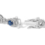 Pulsera de eslabones estilo vintage con zafiro azul ovalado y diamantes en oro blanco de 14K, foto 2