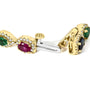 Multi-Gemstone and Diamond Halo Rainbow Tennis Bracelet in 14K Yellow Gold, photo 2