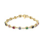 Multi-Gemstone and Diamond Halo Rainbow Link Bracelet in 14K Yellow Gold, photo 1