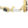 Multi-Gemstone and Diamond Halo Rainbow Link Bracelet in 14K Yellow Gold, photo 2