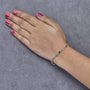 Multi-Gemstone and Diamond Halo Rainbow Link Bracelet in 14K Yellow Gold, photo 3