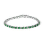 Pulsera tenis alterna con esmeralda verde ovalada y diamantes en oro blanco de 14K, foto 1