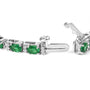Pulsera tenis alterna con esmeralda verde ovalada y diamantes en oro blanco de 14K, foto 2