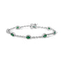 Oval Green Emerald and Diamond Alternating Link Bracelet in 10K White Gold, photo 1